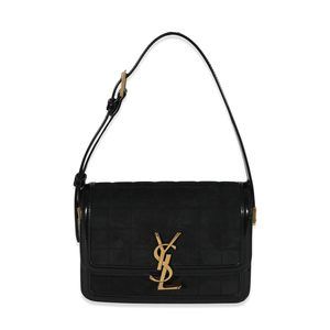 Saint Laurent Black Suede Small Solferino Quilted Bag
